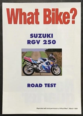 SUZUKI RGV 250 MOTORCYCLE Road Test Reprint MAR 1993 WHAT BIKE? - Image 1 of 2