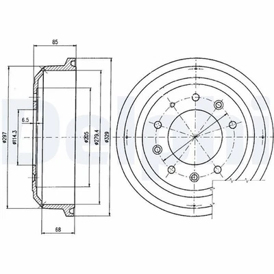 2x DELPHI Bremstrommel Trommeln Trommelbremse Hinten Vorne BF82 - Bild 1 von 2