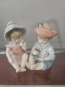 Piano babies Boy and Girl Bisque Japan 1940 Vintage # 6682 - Picture 1 of 5
