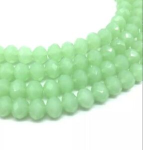 Opaque Opal Jade Mint Sea Green 3X4mm Glass Rondelle Crystal Beads 130pcs 