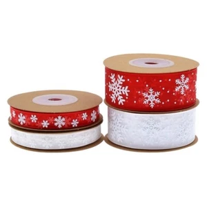 10M Christmas Gift Snowflake Ribbon Fabric Swirl Ribbon Xmas Ornaments - Picture 1 of 16