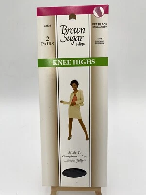 Pantimedias L'eggs marrón azúcar hasta la rodilla sandalia negra talla única 2 pares Foto 1 de 4