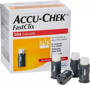 Accu-Chek Fastclix 204 Lancets Sterilised Clix Motion Pain free Single Use Only - Picture 1 of 5