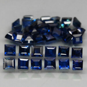 Square 2-2.3 mm.Heated Only! Natural Blue Sapphire Madagascar 40Pcs/3.76Ct.