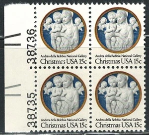Mint US Block of 4 Christmas Stamp With Plate#,Scott# 1768 (MNH) - Picture 1 of 1
