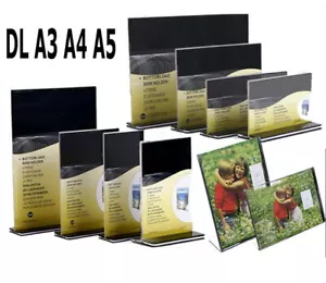DL A5 A4 A3 Size Double Sided Sign Holder Acrylic Retail Display Stands - Picture 1 of 11