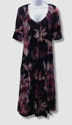 $1595 Altuzarra Women's Black Floral-Print Silk MIDI Dress Size FR36 US4 - Image 1 of 3