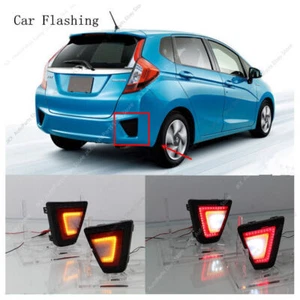 LED Rear Bumper Tail Light j Fog Lamp Reflector Refit For Honda JAZZ/FIT 2014-17 - Picture 1 of 12