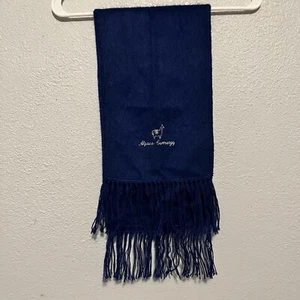Blue Alpaca Blend Fringed Knit Solid Pattern Camaro Alpaca Scarf 9"x 72” - Picture 1 of 10