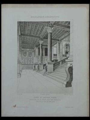 ENCYCLOPEDIE D'ARCHITECTURE n°3 1888 GARE SAINT LAZARE PARIS, JUSTE LISCH - Photo 1/2
