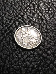 Moneda de diez centavos Liberty Seated 1891 - detalles AU con tonificación - ¡El año pasado! INV#5253 - Imagen 1 de 8