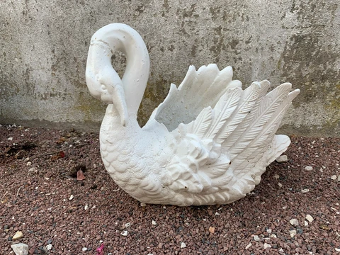 19th Century Antique French cast iron planter in the form of a swan Cover