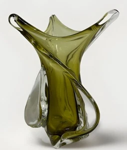 Chalet Ambra Miele Soffiato a Mano Twist Vaso Elasticizzato Canada Arte Vetro Firmato MCM Vintage - Foto 1 di 6