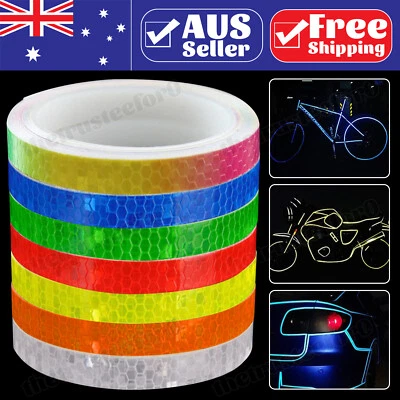 8m Reflective Tape Adhesive Sticker Strip Hi-Vis Bicycle Bike Car Truck Decal AU - image 1 of 4