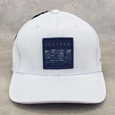 PGA Tour Golf Pro Series Hat Blue Logo Strapback Bright White One Size Cap - Image 1 of 4