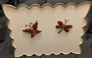 Vintage Message Board with Brass Mosaic Butterfly & Dragonfly Magnets & Stand - Picture 1 of 6