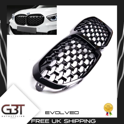 BMW 1 SERIES F40 DIAMOND STYLE M SPORT FRONT GRILLE GLOSS BLACK 2020+ UK STOCK