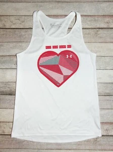Under Armour Heatgear Youth Girls Large (YLG) Fitted White Tank Top - Picture 1 of 11
