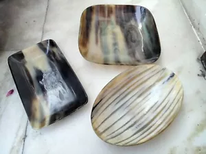 Set of 3 Horn Made Dry Fruit dish tray Set Dining Table Decorative - Picture 1 of 7