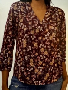 Vince Camuto lila Blumen Langarm Bluse Damen Small - Bild 1 von 2