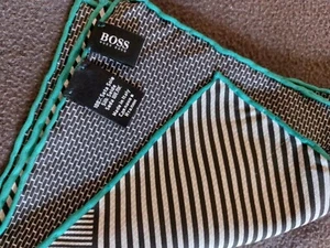 Hugo Boss Pocket Square Handkerchief Pattern Brand New Collection Made In Italy - Picture 1 of 14
