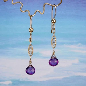 FILIGREE - Goldfilled Earrings with Amethyst Briolettes - Picture 1 of 5