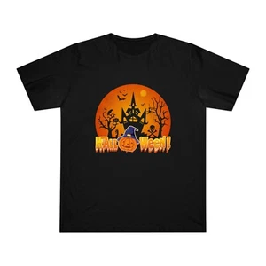Halloween Spukhaus Design T-Shirt, Kürbismütze T-Shirt, Trick or Leckerbissen Unisex Top - Bild 1 von 7
