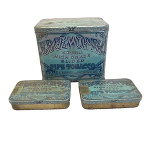 Antique EDGEWORTH EXTRA HIGH GRADE PLUG SLICE Tobacco Tins Lot of 3 Tins - Picture 1 of 12