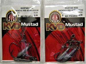 Four (4) Packs Mustad Fishing FTX KVD-Fastach X-Rigs 2/0 3/0 5/0 38105NPBN Hooks - Picture 1 of 3