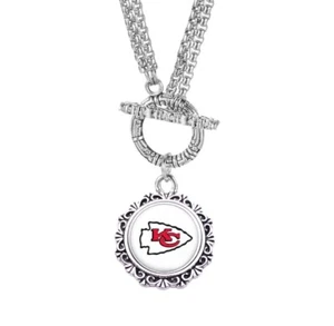Football Chiefs Charm Toggle Necklace Stainless Steel - Imagen 1 de 2