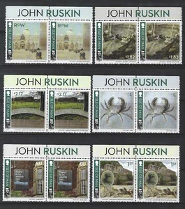 ISLE OF MAN 2021 JOHN RUSKIN SET OF 6 TITLED PAIRS UNMOUNTED MINT, MNH - Picture 1 of 1