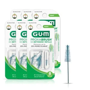 GUM Proxabrush Go-Betweens Interdental Brush Refills Tight 8 Count Pack of 6 - Picture 1 of 11