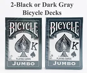 SALE PRICE 2-Black Bicycle Jumbo Index Deck Playing Cards Rider Back Poker Size - Picture 1 of 2