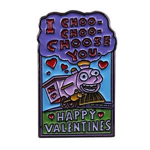 Simpsons Ralph Lisa Valentine's Day I Choo Choo Choose You Card 1.3" Enamel Pin - Picture 1 of 3