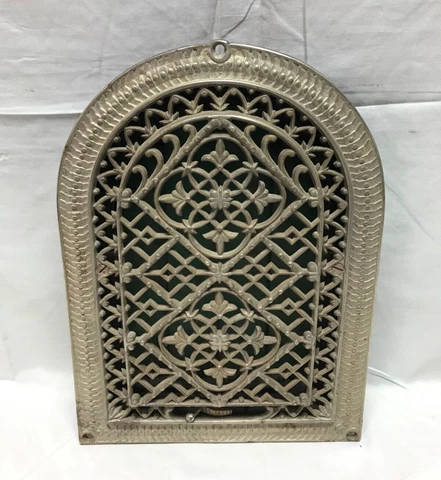 Antique Cast Iron Nickel Arched Top Wall Register Heat Grate 8x12 842-23B Cover