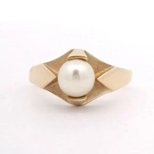 Anello vintage in oro 9 kt con perle datato 1968 - Foto 1 di 9