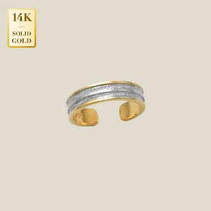 Anillo de oro macizo 14K REAL de dos tonos grueso minimalista oreja brazalete cartílago sin perforación - Imagen 1 de 4