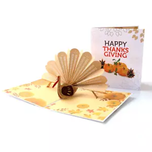 100x Biglietti Auguri Giorno del Ringraziamento Turchia 3D Famiglia Amici Regalo Biglietto Ringraziamento - Foto 1 di 6