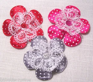 BARRETTE PINCE à CHEVEUX CLIC CLAC * 6,5 cm * FLEUR ROSACE DENTELLE STRASS CH004 - Imagen 1 de 4