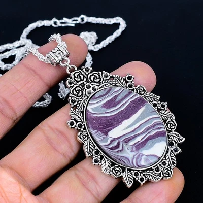 Collar Hecho a Mano Arco Iris Calsilica 925 Chapado en Plata de 17"-18" Multicolor Foto 1 de 3