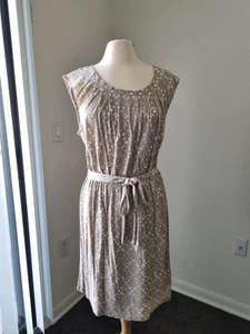 XL Loft Sleeveless Dress with Belt Beige and White - Picture 1 of 21