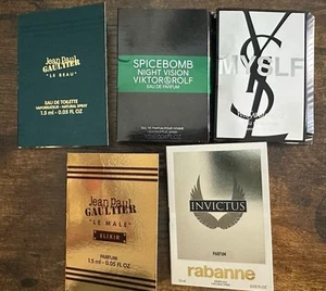 Jean Paul YSL Paco Spicebomb Cologne Sample Lot Of 5 Invictus MYSLF Set 1.5ml - Picture 1 of 1