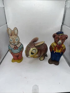 Vintage Wind Up Tin Toy Lot (3) J. Chein / Line Mar Toys - Picture 1 of 11