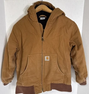 Carhartt Jacket Canvas Duck Coat youth size medium 10 12 Bomber Hooded CP8417 - Picture 1 of 18
