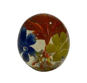 Vintage Briefbeschwerer Floral Mundgeblasen Kunst Glas Erbstück  - Bild 1 von 9