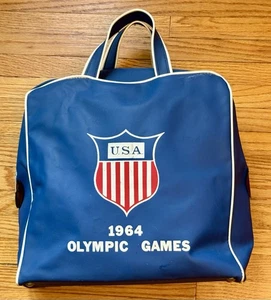 Bolso de Mano Vintage Años 60 1964 Equipo Olímpico de Tokio EE. UU. Juego Usado Avión - Imagen 1 de 13