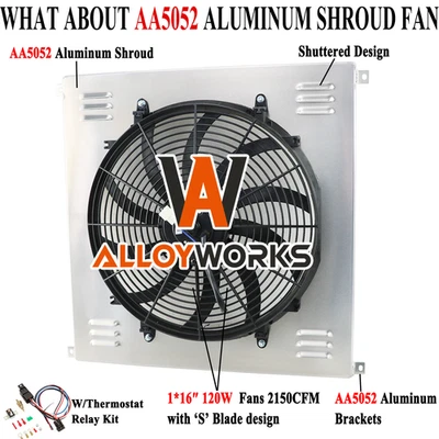 Aluminum Shroud Electric 16" Fan For 1942-1952 Ford F-Series F2 F1 F3 Pickup V8 Foto 1 de 4