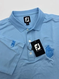 FootJoy FJ Striped Lisle Polo Shirt Mens Large Light Blue/White Caliber Classic - Picture 1 of 13