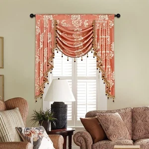Europäischer Stil Jacquard Single Swag Wasserfall Volant für Wohnzimmer Floral... - Bild 1 von 9