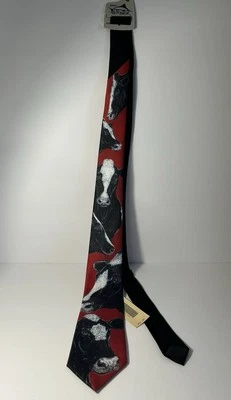 Corbata de Colección Sears Estampado de Vaca Grande Ralph Marlin 1988 EE. UU. Preppy Retro Única Nueva Foto 1 de 4